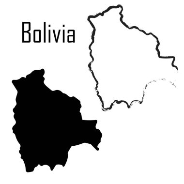 Bolivya haritası siyah ve beyaz vektör çizimi.