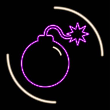 Bomba neon işareti, modern parlayan pankart tasarımı, renkli modern tasarım eğilimi. Vektör illüstrasyonu.