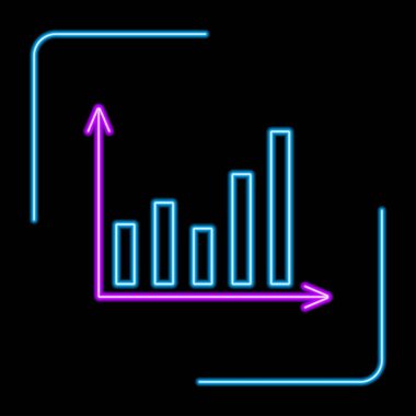 İş diyagramı neon işareti, modern parlayan pankart tasarımı, renkli modern tasarım eğilimi siyah arka planda. Vektör illüstrasyonu.