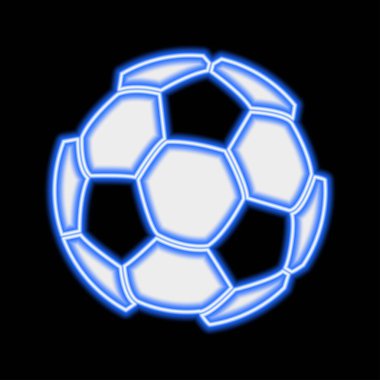 FOOTBALL topunun neon ışığı, modern parlayan pankart tasarımı, renkli modern tasarım eğilimi siyah arka planda. Vektör illüstrasyonu.
