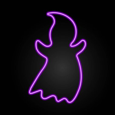 Hayalet neon tabela, modern parlayan pankart tasarımı, renkli modern tasarım eğilimi siyah arka planda. Vektör illüstrasyonu.