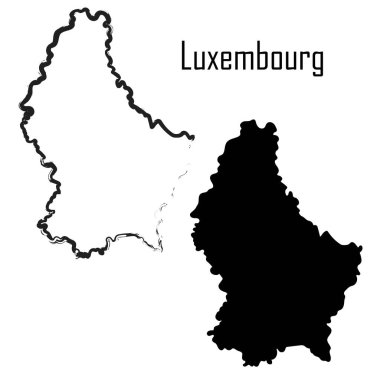 Lüksemburg haritası siyah beyaz vektör çizimi.