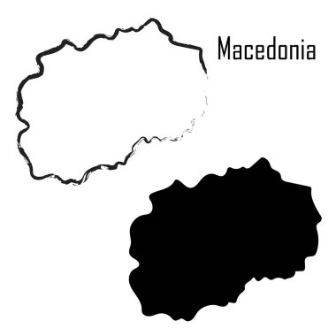 Makedonya siyah-beyaz vektör illüstrasyonunu haritaladı.