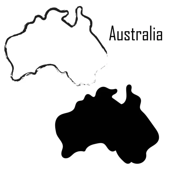 Australien Karte Schwarz Weiß Vektorillustration — Stockvektor