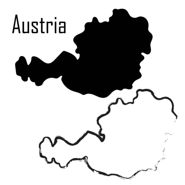 Austria Map Black White Vector Illustration — стоковий вектор