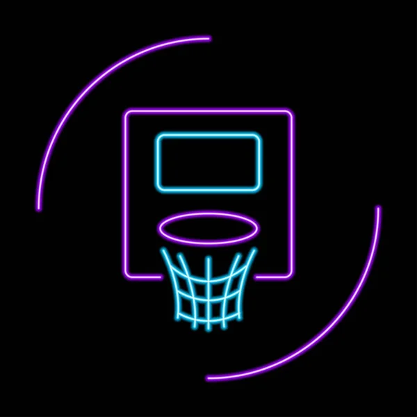Koszykówka Obręcz Neon Znak Nowoczesny Świecący Projekt Baner Kolorowy Nowoczesny — Wektor stockowy