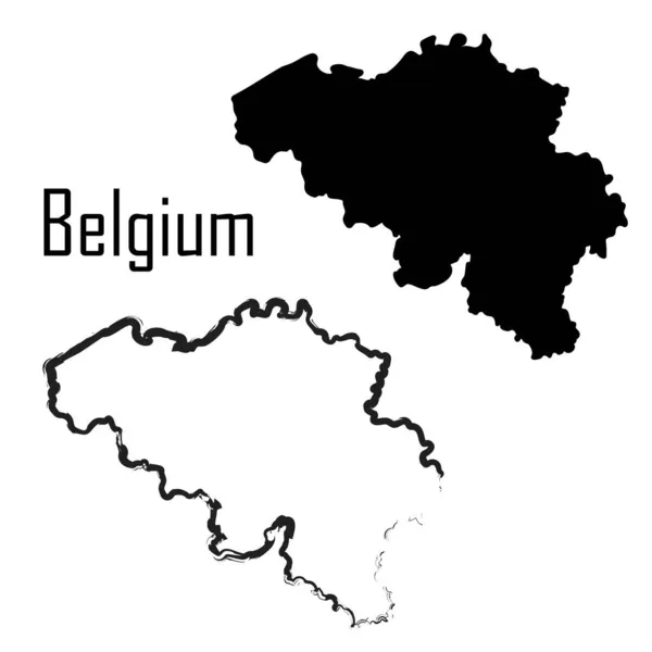 Mapa Belgie Černobílá Vektorová Ilustrace — Stockový vektor