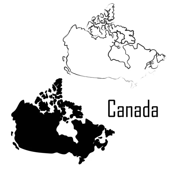 Carte Canada Illustration Vectorielle Noir Blanc — Image vectorielle