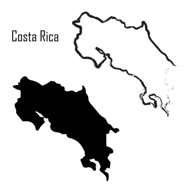 Kostarika Mapa Černá Bílá Vektorová Ilustrace — Stockový vektor