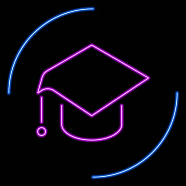 Graduation Cap Neon Jel Modern Ragyogó Banner Design Színes Modern — Stock Vector