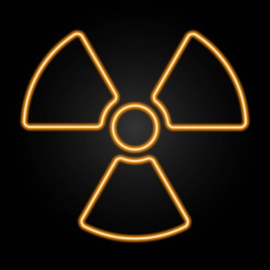 Radyoaktif neon tabela, modern parlayan pankart tasarımı, renkli modern tasarım eğilimi siyah arka planda. Vektör illüstrasyonu.