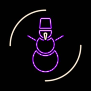 Kardan adam neon işareti, modern parlayan pankart tasarımı, renkli modern tasarım eğilimi siyah arka planda. Vektör illüstrasyonu.