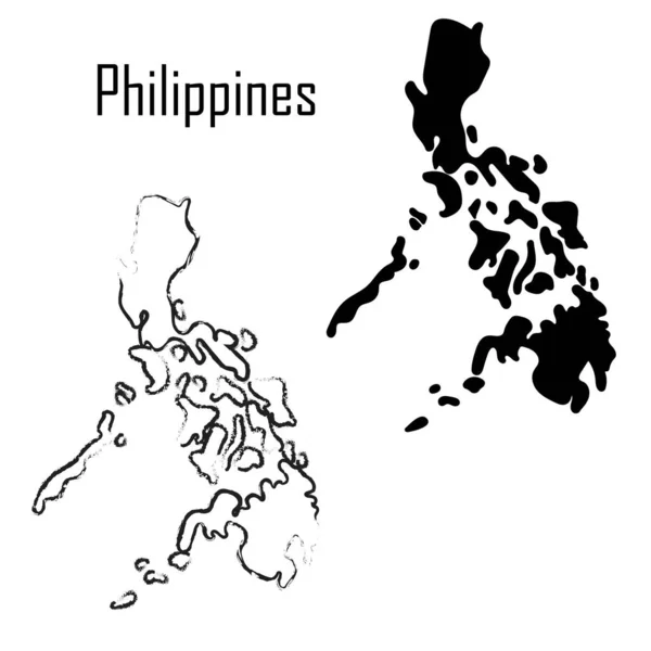 Filipinler Haritası Siyah Beyaz Vektör Illüstrasyonu — Stok Vektör