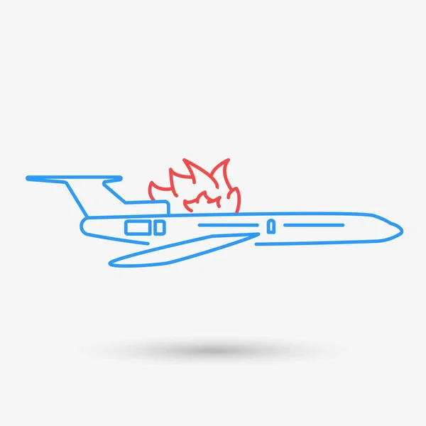 Vliegtuig Crash Pictogram Geïsoleerd Object Vectorillustratie — Stockvector