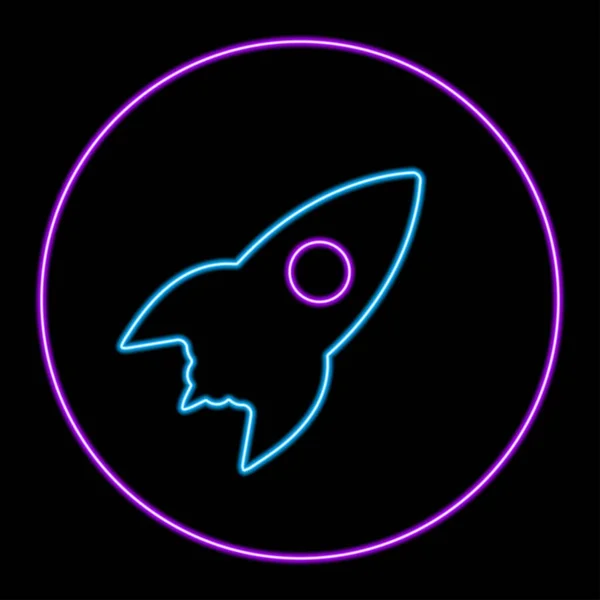 Σήμα Νέον Rocket Μοντέρνο Λαμπερό Σχεδιασμό Banner Πολύχρωμο Μοντέρνο Σχεδιασμό — Διανυσματικό Αρχείο