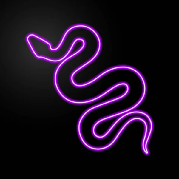 Yılan neon işareti, modern parlayan pankart tasarımı, renkli modern tasarım eğilimi siyah arka planda. Vektör illüstrasyonu.