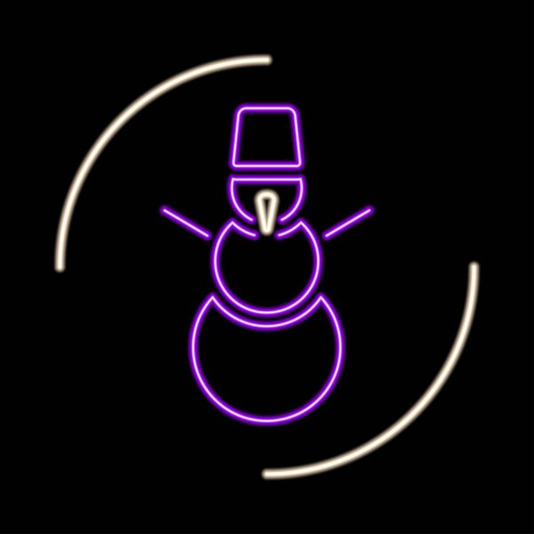 Snowman neon sign, modern glowing banner design, colorful modern design trend on black background. Vector illustration.