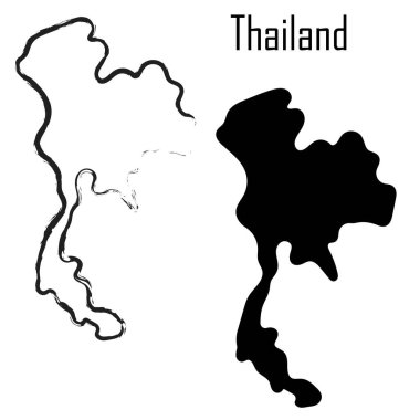 Tayland haritası siyah beyaz vektör çizimi.