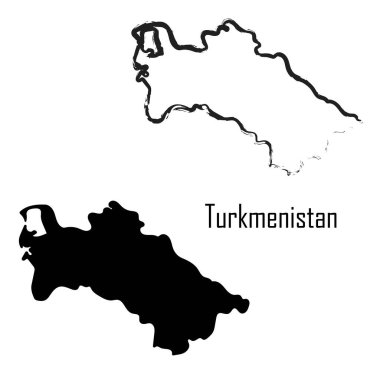 Türkmenistan haritası siyah beyaz vektör illüstrasyonu.