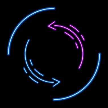 Oklar neon ışığı, modern parlayan pankart tasarımı, renkli modern tasarım eğilimi. Vektör illüstrasyonu.