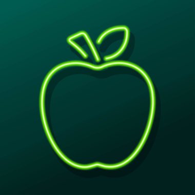 Apple neon levhası, modern parlayan pankart tasarımı, renkli modern tasarım trendleri. Vektör illüstrasyonu.