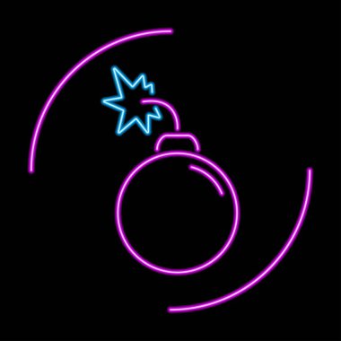 Bomba neon işareti, modern parlayan pankart tasarımı, renkli modern tasarım trendleri. Vektör illüstrasyonu.