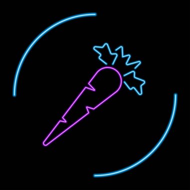 Havuç neon işareti, modern parlayan pankart tasarımı, renkli modern tasarım trendleri. Vektör illüstrasyonu.
