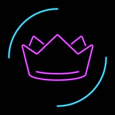 Taç neon işareti, modern parlayan pankart tasarımı, renkli modern tasarım trendleri. Vektör illüstrasyonu.