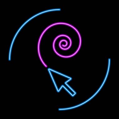 İmleç neon ışığı, modern parlayan pankart tasarımı, renkli modern tasarım trendleri. Vektör illüstrasyonu.