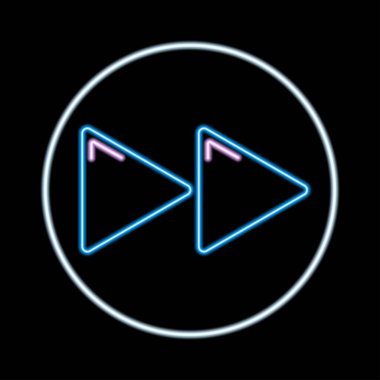 İleri sarma işareti, modern parlayan pankart tasarımı, renkli modern tasarım trendleri. Vektör illüstrasyonu.