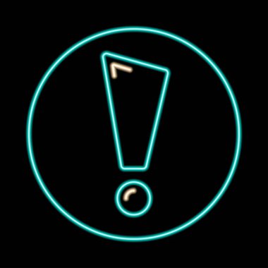 Ünlem işareti neon işareti, modern parlayan pankart tasarımı, renkli modern tasarım trendleri. Vektör illüstrasyonu.