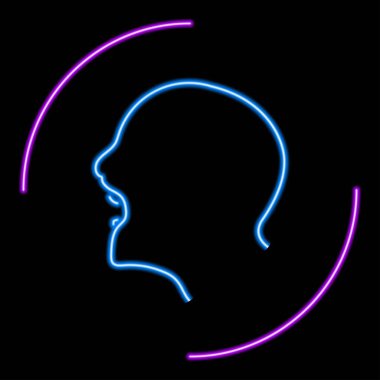 Bağıran adam neon ışığı, modern parlayan pankart tasarımı, renkli modern tasarım trendleri. Vektör illüstrasyonu.