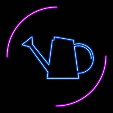 Bahçe sulama kutusu neon ışığı, modern parlayan pankart tasarımı, renkli modern tasarım trendleri. Vektör illüstrasyonu.