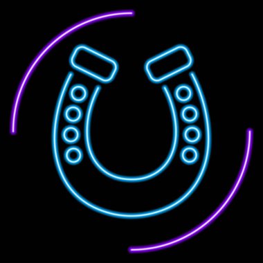 At nalı neon işareti, modern parlayan pankart tasarımı, renkli modern tasarım trendleri. Vektör illüstrasyonu.