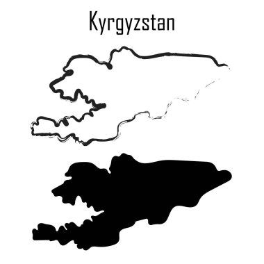 Kırgızistan haritası siyah beyaz vektör çizimi.