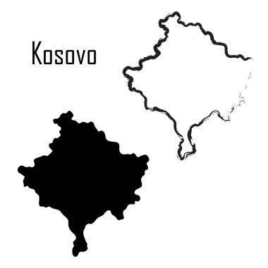 Kosova haritası siyah beyaz vektör illüstrasyonu.