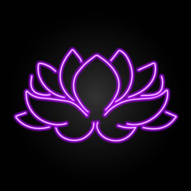 Lotus çiçeği neon işareti, modern parlayan pankart tasarımı, renkli modern tasarım trendleri. Vektör illüstrasyonu.