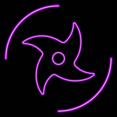 Ninja yıldızı neon işareti, modern parlayan pankart tasarımı, renkli modern tasarım trendleri siyah arka planda. Vektör illüstrasyonu.
