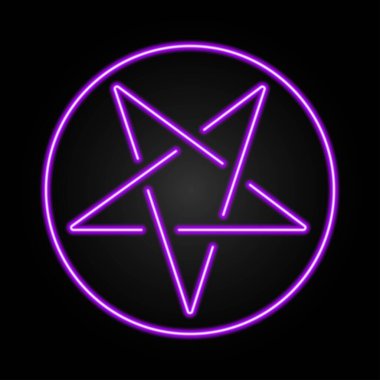 Pentagram neon işareti, modern parlayan pankart tasarımı, renkli modern tasarım trendleri. Vektör illüstrasyonu.