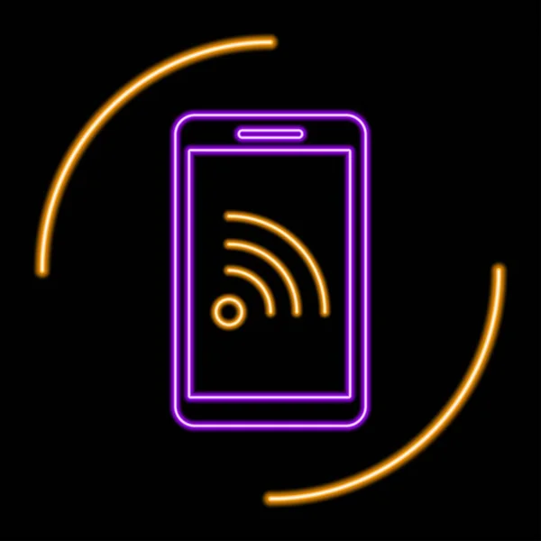 Signe Néon Smartphone Wifi Design Moderne Bannière Rayonnante Tendance Design — Image vectorielle