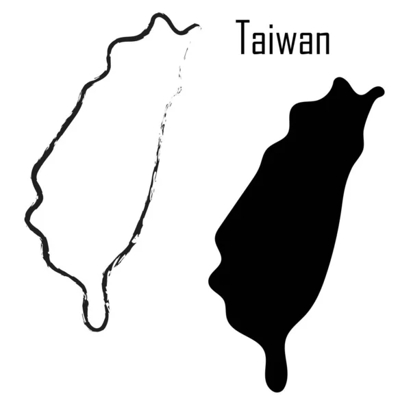 Taiwan Karte Schwarz Weiß Vektorillustration — Stockvektor