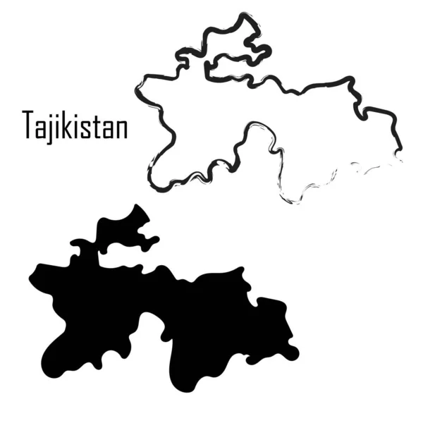 Tadschikistan Karte Schwarz Weiß Vektorillustration — Stockvektor