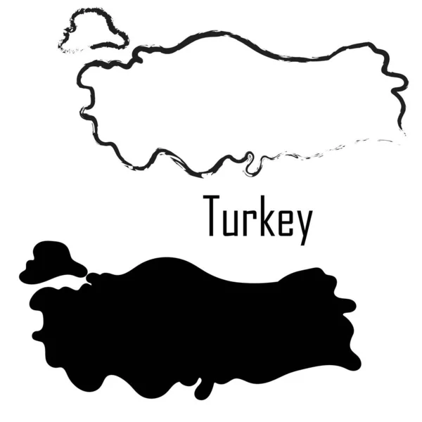 Turquia Mapa Ilustração Vetorial Preto Branco — Vetor de Stock