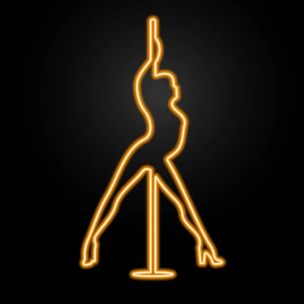 Striptizci neon işareti, modern parlayan pankart tasarımı, renkli modern tasarım trendleri. Vektör illüstrasyonu.