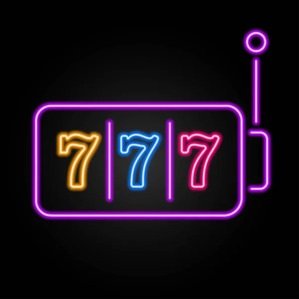 777 Insegna Neon Moderno Design Banner Luminoso Colorate Tendenze Del — Vettoriale Stock
