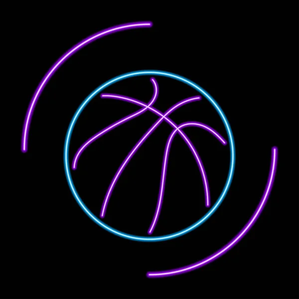 バスケットボールボールネオンサイン モダンな輝くバナーデザイン カラフルな現代的なデザインの傾向 ベクターイラスト — ストックベクタ