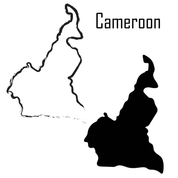 カメルーン地図黒と白のベクトル図 — ストックベクタ