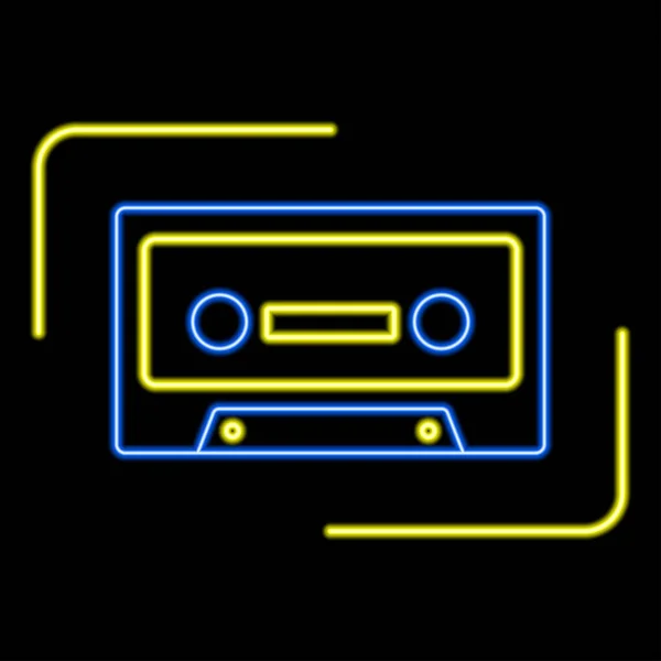 Audio Cassette Neon Teken Modern Gloeiend Banner Ontwerp Kleurrijke Moderne — Stockvector