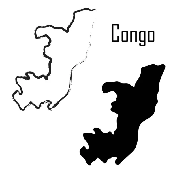 コンゴ地図黒と白のベクトル図 — ストックベクタ