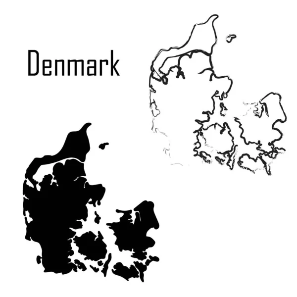 Danemark Carte Illustration Vectorielle Noir Blanc — Image vectorielle